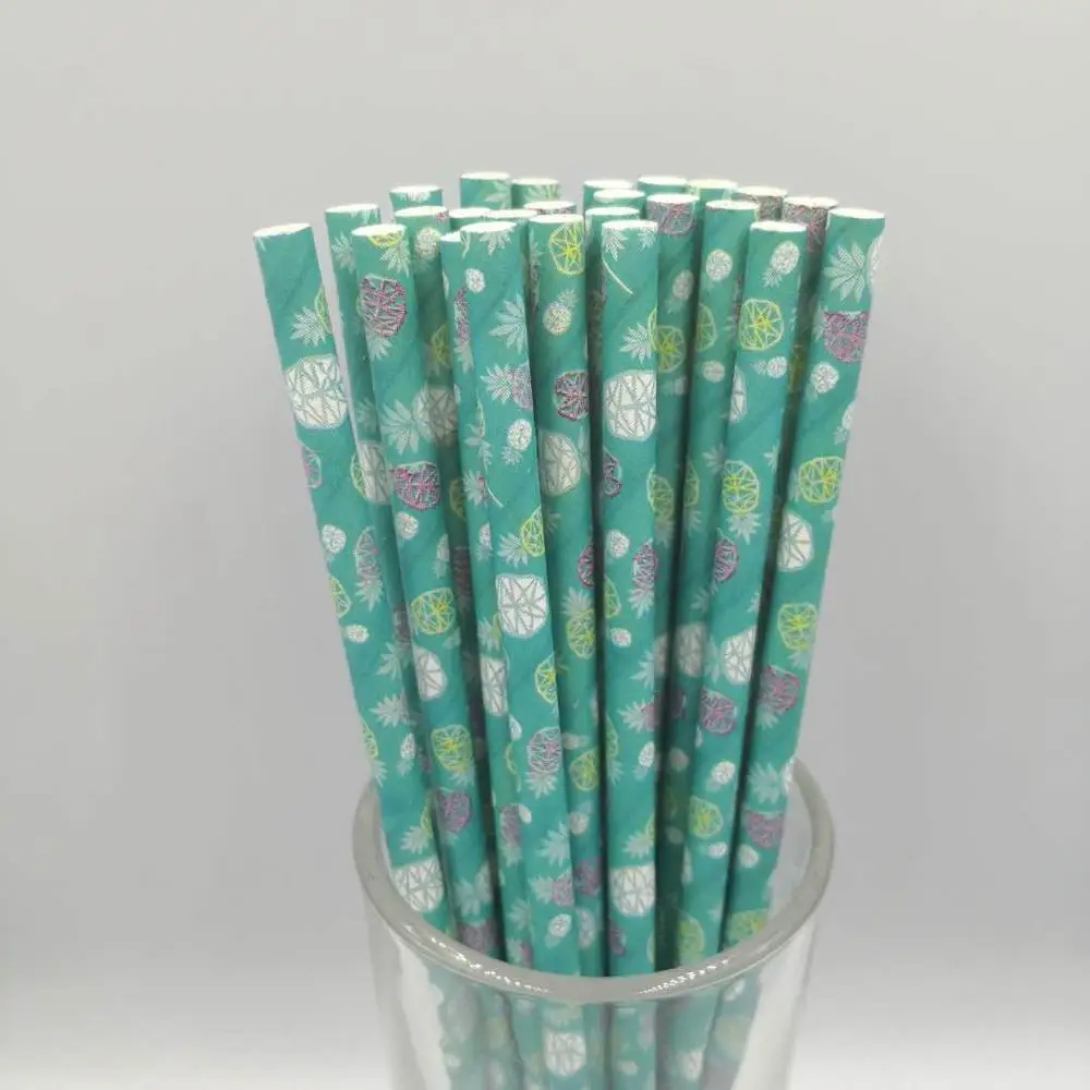 25 шт./лот бумажные соломинки с фруктами для дня рождения, свадьбы, декоративные вечерние креативные питьевые соломинки для торта - Цвет: bluepineapple