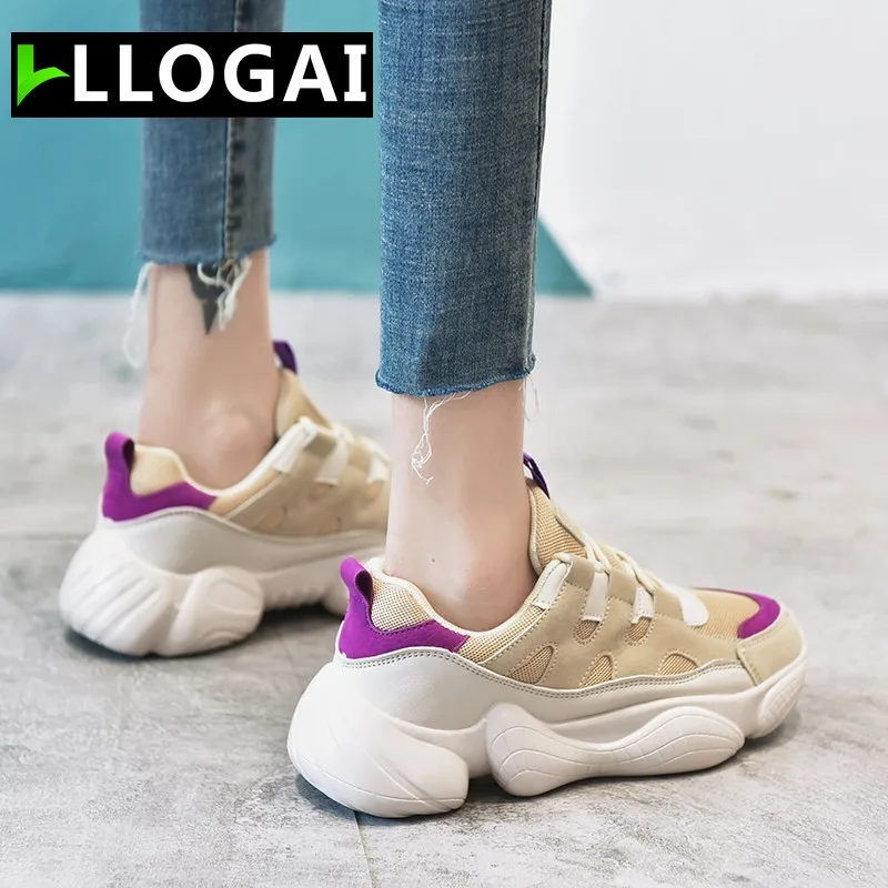 

2019 New Women Flats Sneakers Shoes Comfortable Round Head Lace Up Vulcanized Shoes Woman Mesh Running Shoes Ladies Casual Shoes