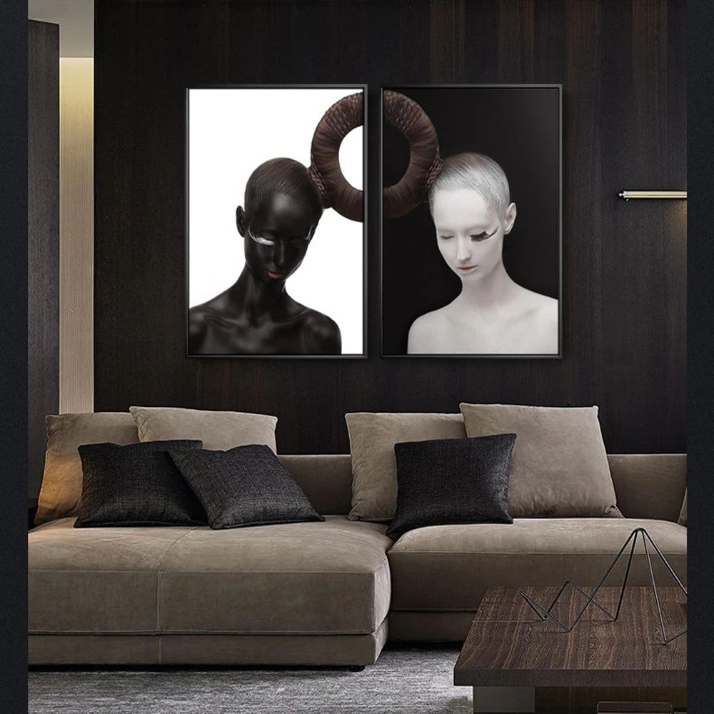 

Modern Makeup Girl Wall Art Canvas Prints Black And White Pop Art Canvas Paintings Home Wall Decor Cuadros Pictures On The Wall