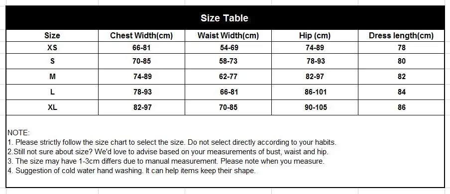 size table