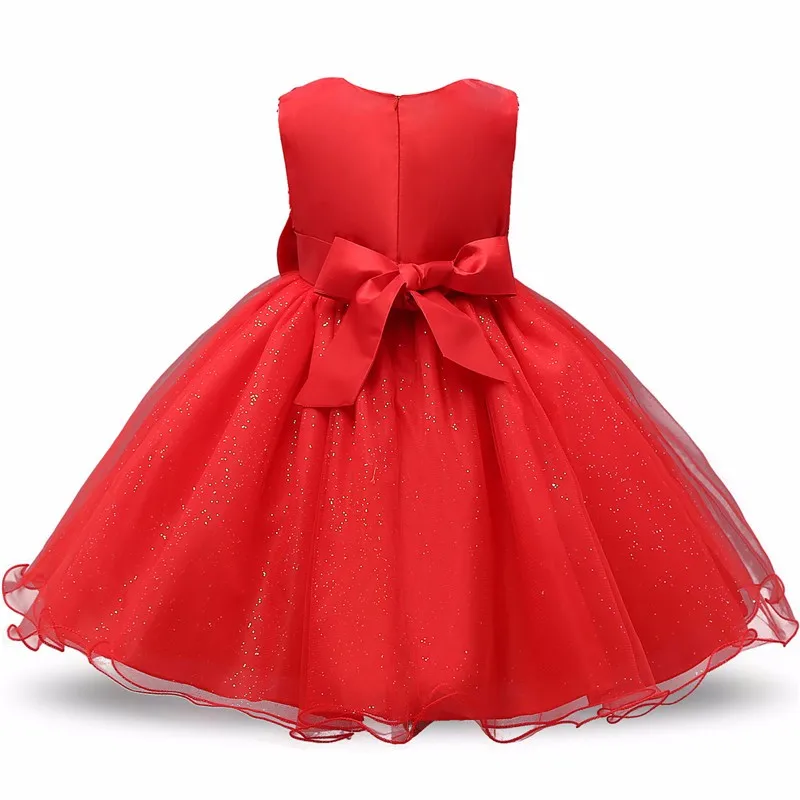 O-neck Sleeveless Bow Floral Waist Princess Flower Girl Party Dress