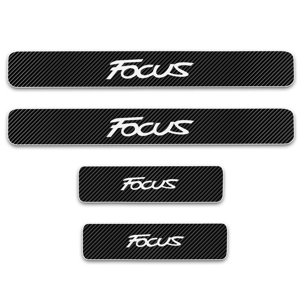 Adesivo de Fibra de Carbono Adesivo de Porta Protetor para Ford Porta de Carro Acessórios para Carro Seda Focus Bem-vindo Pedal Adesivos Auto 4 Unidades 4d 18 Automóveis e motos