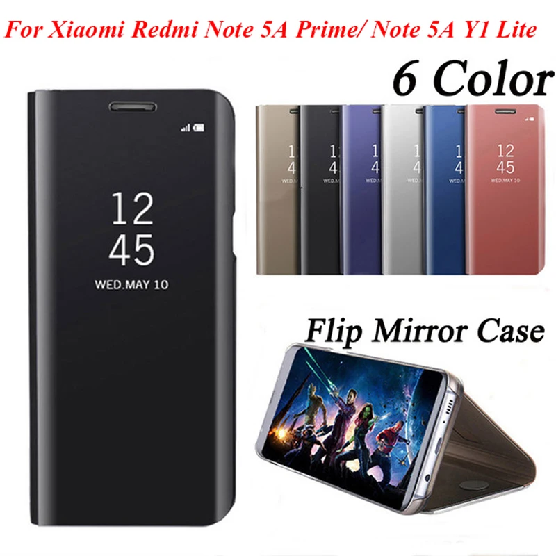 

Luxury Flip Leather Smart Case For Xiaomi Redmi Note 5A Clear View Standing Mirror Case for Xiaomi Redmi Note 5A Prime Pro Cover