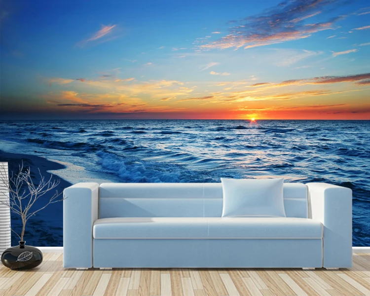 3D photo wallpaper 3D Blue sea waves beach living room bathroom hotel TV sofa background wall bedroom restaurant wallpaper mural
