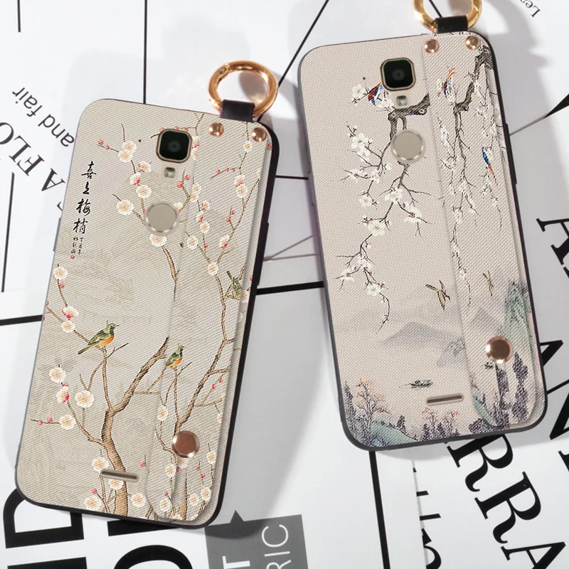 

3D Embossed Flowers Case For Hisense F31 Hand Cover Wrist Strap Cases For Hisense F23 Capa Stand Coque