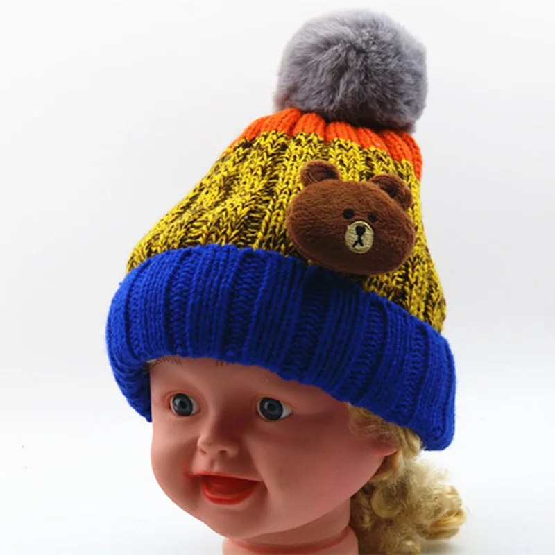 Winter Super Warm kids Knitted Ball Hat with Scarf Cute Kids Children