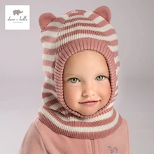 DB3759 dave bella hiver bébé garçon marine rayé chapeau filles rose textile chapeau avec doublure