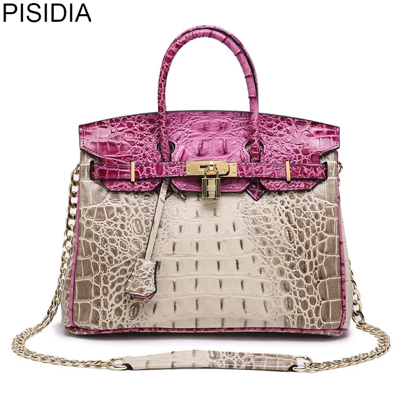 

100% Genuine Leather Crocodile Shoulder bags Luxury Handbags Women Chain Bags Designer Fashion Lock Large Soft Tote Bags Bolsas