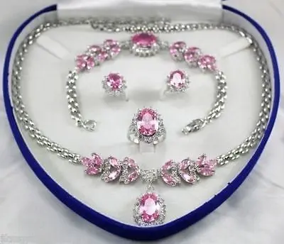 

Shipping >>new hot Pink Zircon Gems tone Women's Wedding Jewelry Set