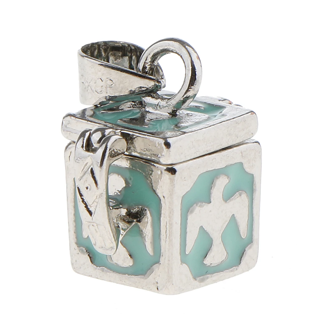 Vintage Geometric Cubic Geometric Urn Pendant Bird Pattern Memorial Charms Locket Jewelry