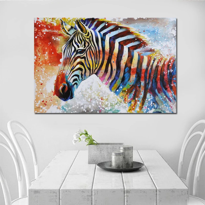 

GOODECOR Colorful Zebra Wall Art Picture Modern Animal Canvas Painting Fashion Print Posters Home Decor Wall Canvas No Frame
