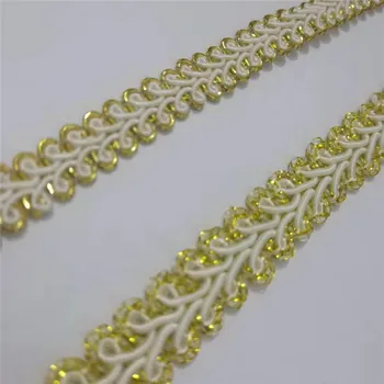 

GAFABRIC Gold White Webbing 8mm and 12mm wide Hundred feet Ribbon Braid Webbing Gold thread Webbing Wholesale 40yards