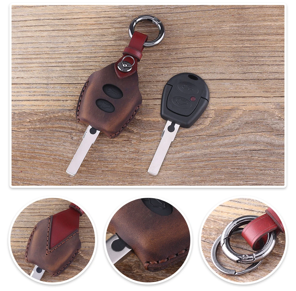 Чехол KEYYOU из натуральной кожи с 2 кнопками для VOLKSWAGEN VW Passat Polo Golf Sharan Bora, чехол для ключей, брелок для ключей автомобиля