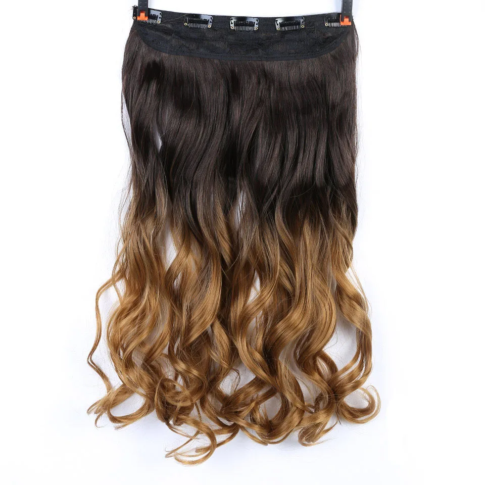 DIFEI 24 ''длинные вьющиеся женские волосы на заколках для наращивания, черные, коричневые, высокая температура, синтетические волосы - Цвет: T1B/33/27