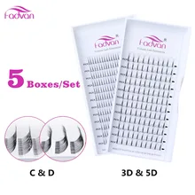 5 Чехол/набор ресниц русский объем наращивание ресниц 3D 5D Curl C/D Длина 8-15 мм длина 0,10 мм Готовые веера мягкие объемные ресницы
