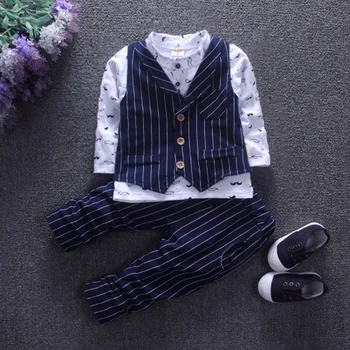 

New Baby Boy Clothing Set Vest and print shirts and pants Three pieces Outfits 6M-24M Baby Clothing 7BS032