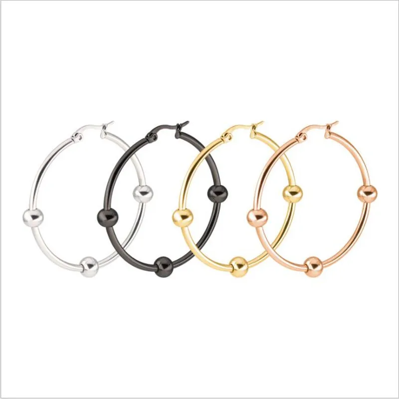 

HE011 Titanium Hyperbole Big Hoop Earrings Circle Shape 316l Stainless Steel Earring IP Plating No Fade Allergy Free