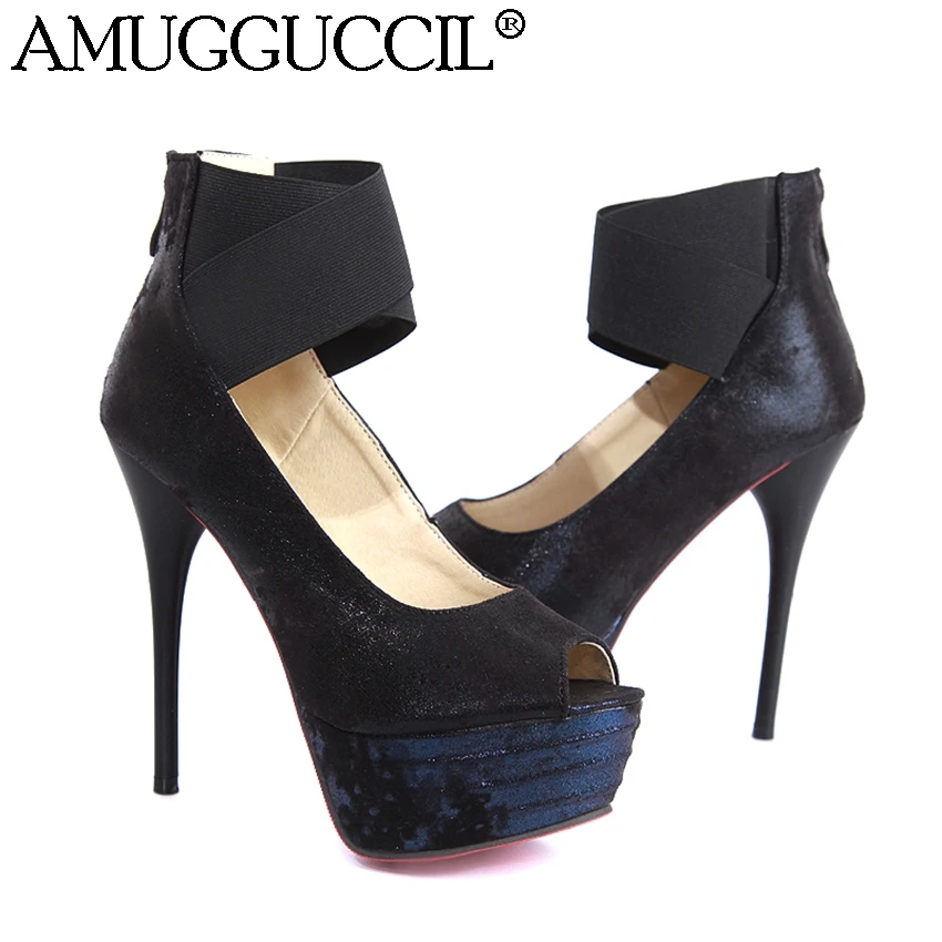 

2018 New Plus Big Size 31-44 Black Blue Gold Zip Fashion Sexy High Heel Platform Spring Summer Lady Shoes Women Pumps D1115