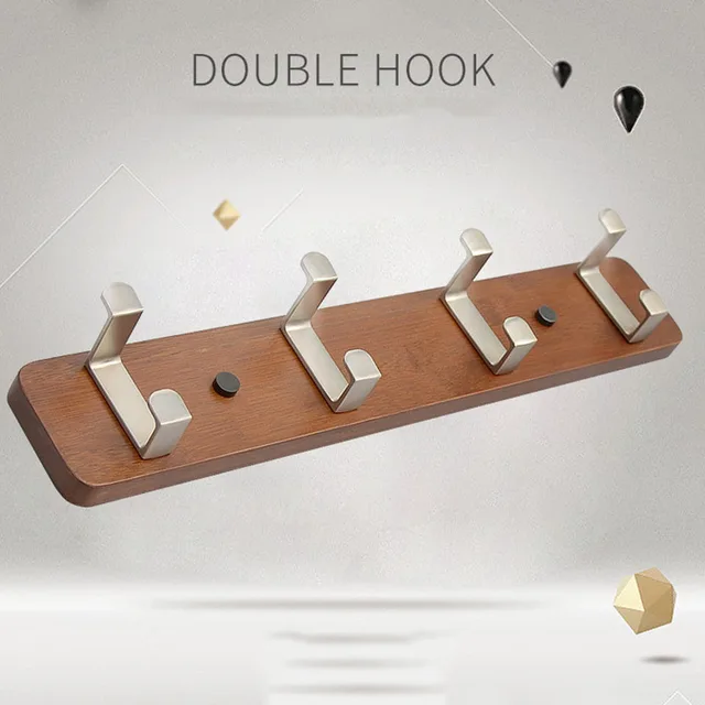 actionclub bamboo creative double hooks wall coat rack wood bedroom