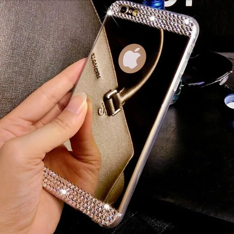 Зеркальный 3D чехол со стразами для Xiaomi Redmi 5 Plus 5X 5A 6A 6 4X S2 Note 7 Pro Mi 9 8 Lite SE A1 A2 Pocophone F1