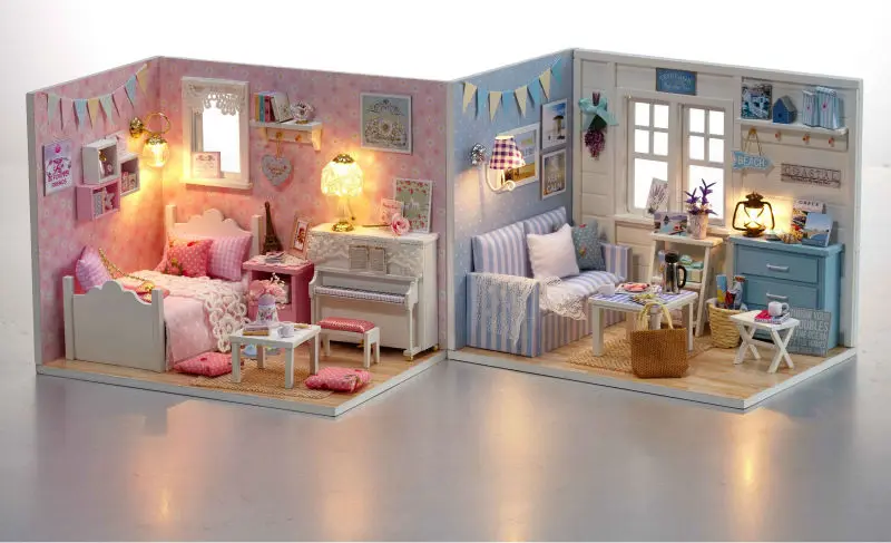 Кукольный дом Diy Miniatura деревянный кукольные домики мебель кукольная Миниатюра аксессуары игрушка-головоломка модель Наборы игрушки