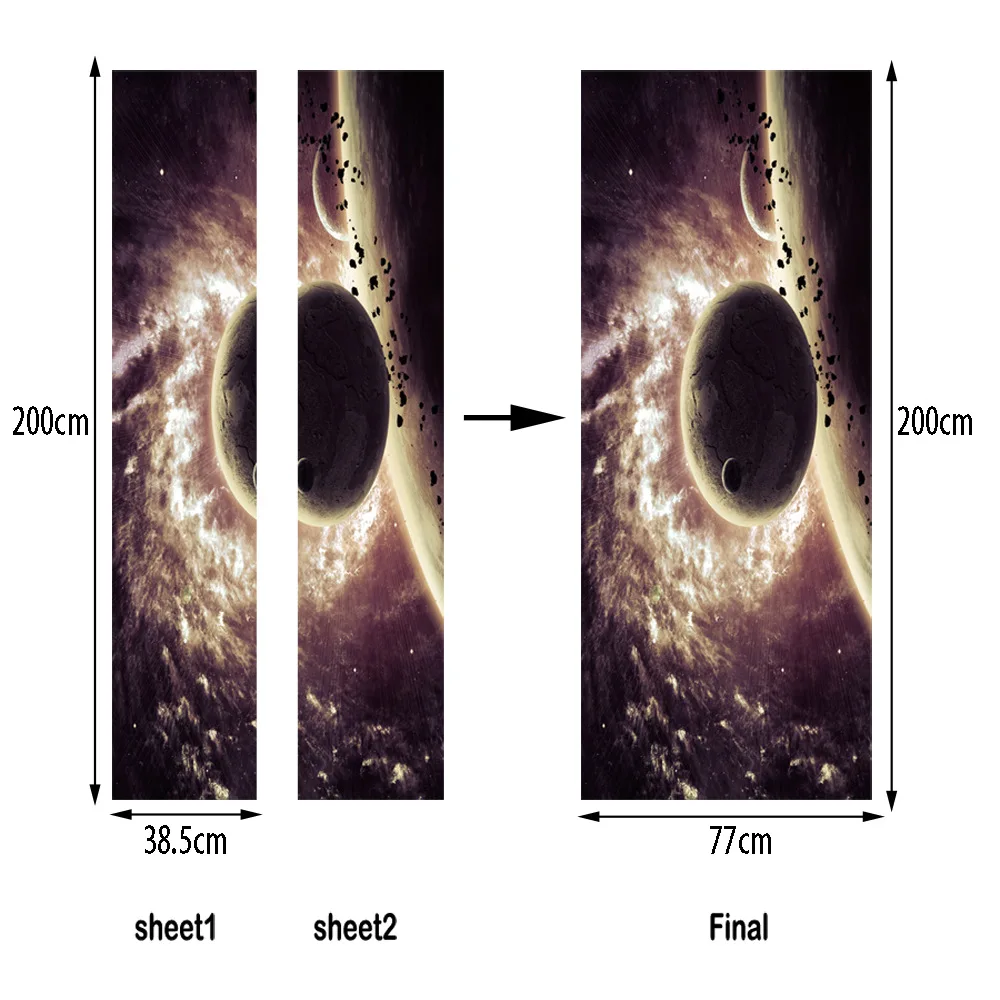 

funlife Space Planet Living Room Bedroom Imitation 3D Waterproof Wall Stickers Self-adhesive Wall Art Posters Door Sticker