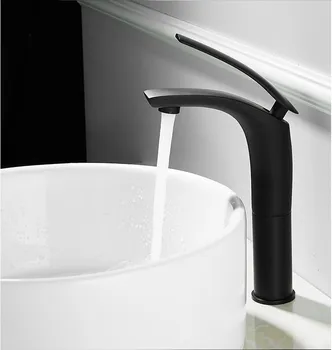 

Bathroom Basin Faucet White and Black Baking Solid Brass Specail Sink Mixer Tap Hot & Cold Waterfall Basin Faucet Free Shipping