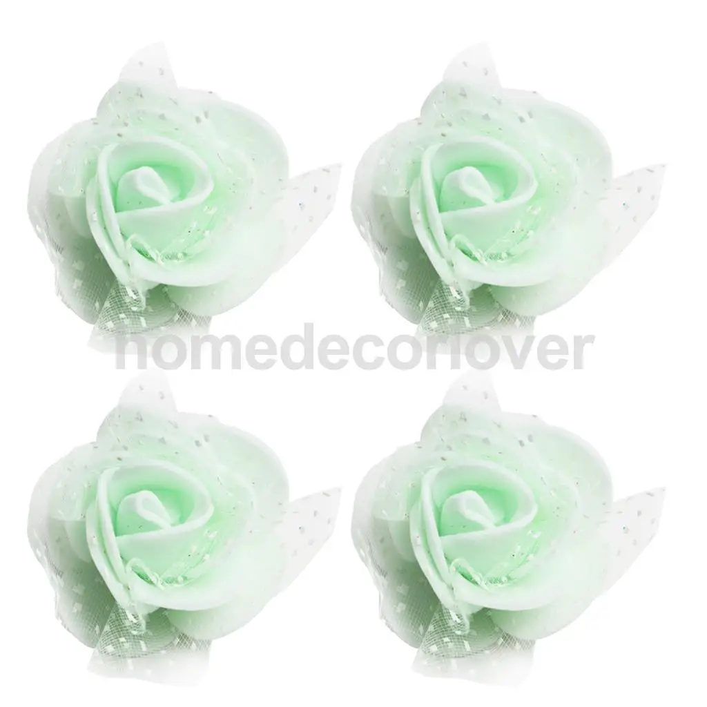 50 Pieces Many Color Mini Artificial Foam Mesh Rose Flower Heads Embellishment for Wedding Crafts 4cm