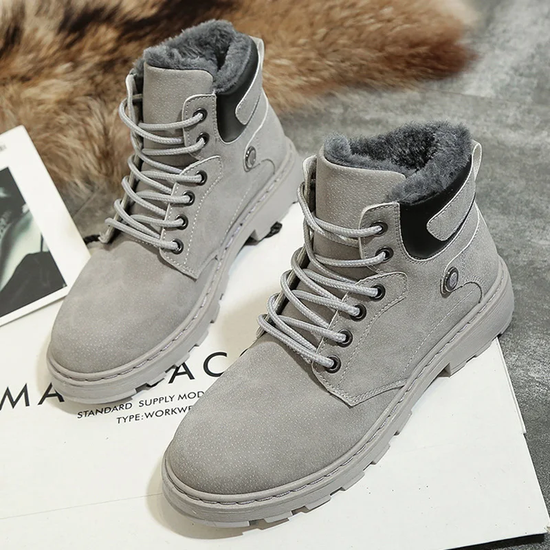 

LAKESHI Winter Martin Boots Women Shoes Fur Keep Warm Snow Ankle Boots Lace-up Match Winter Shoes Motorcycle Boots Winter Boots