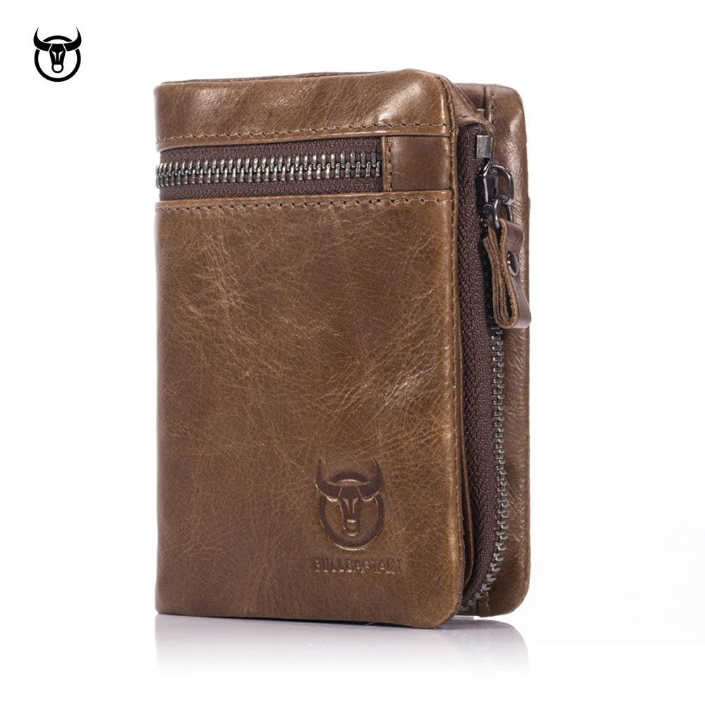 Genuine Cowhide Leather Men Wallets New Brand Vintage leather man Purse with Coin Bag Short Male Multi card holder