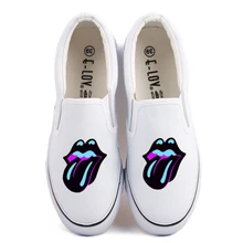 E-LOV поп-арт абстрактная льняная обувь с рисунком в стиле хип-хоп повседневные женские лоферы для отдыха без шнуровки популярный художественный дизайн пары на плоской подошве