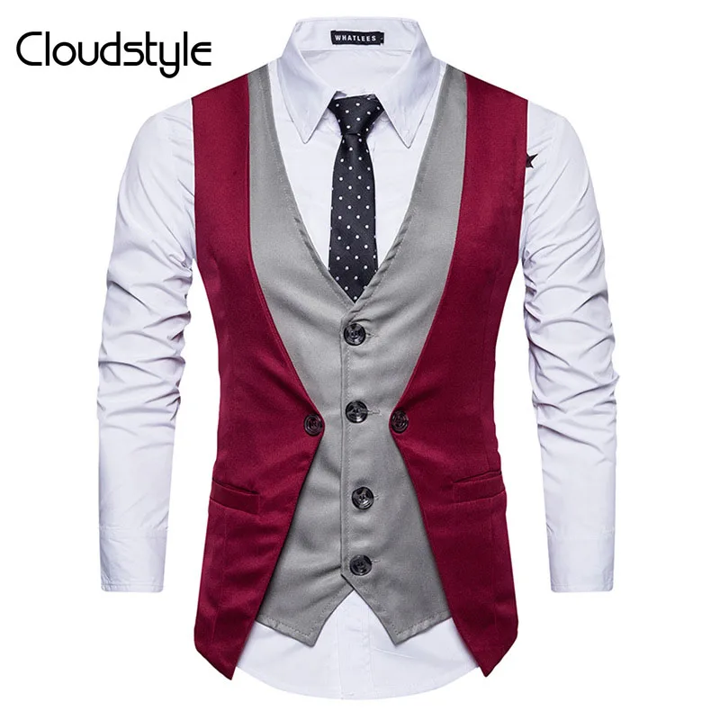 

Cloudstyle 2018 New Fashion Men Vest Autumn Multicolor Slim Fit Pure Color Business Mens Vests Hand Knitted Button Pullovers