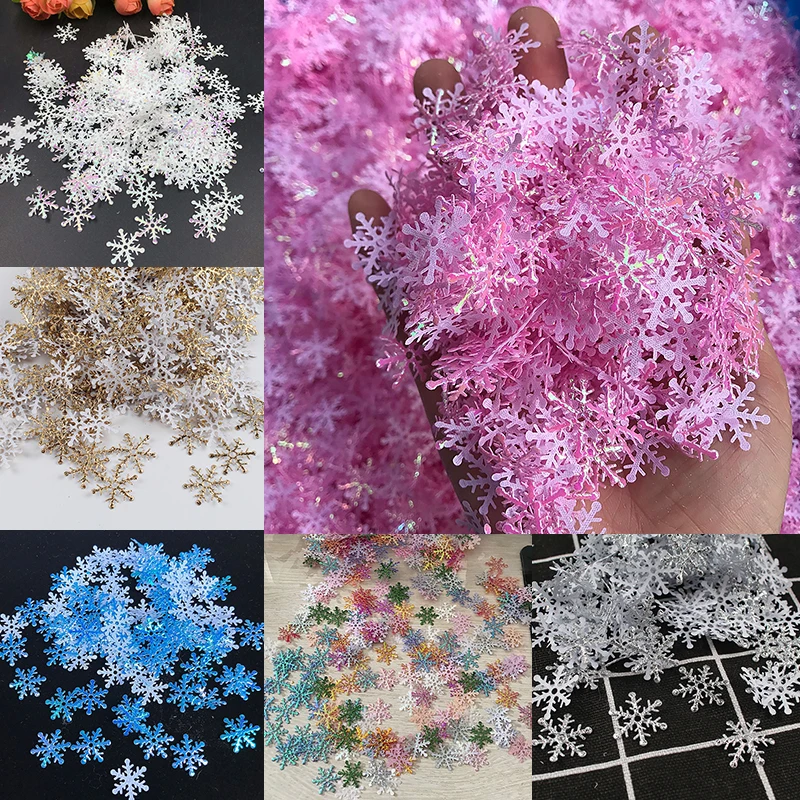 

300pcs/lot Christmas Snowflakes Appliques Wedding Party Decoration Craft DIY Handmade Gift Supplies Ornaments Home Garden Decor