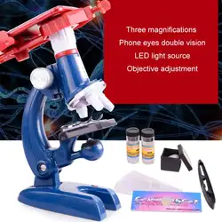 Набор биологических микроскопов 100X-1200X с держателем мобильного телефона обучающая игрушка подарок