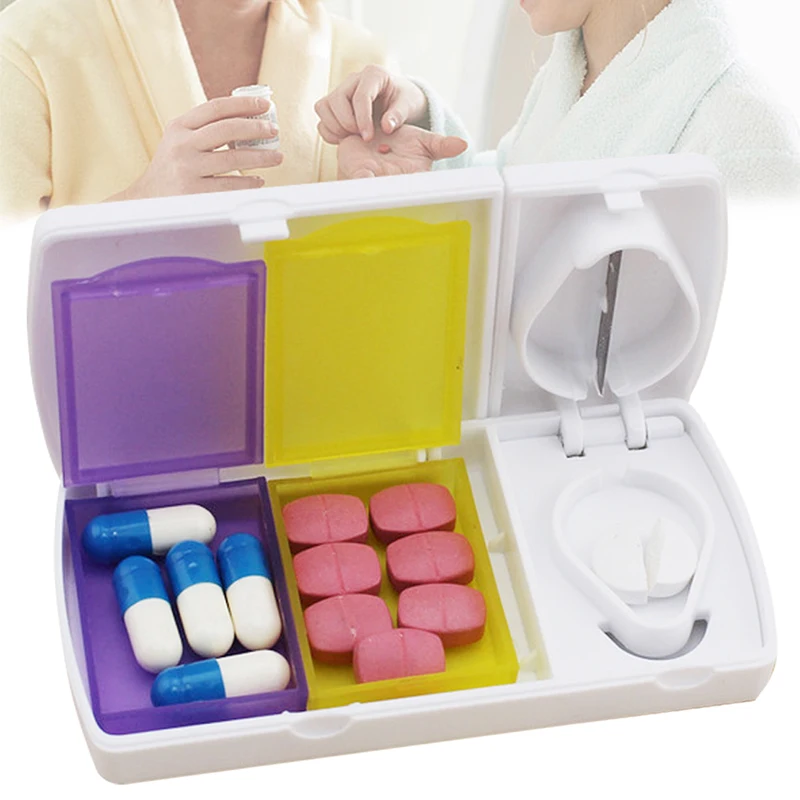 

Pill Cutter and Box Tablet Splitter Divider Portable Medication Organizer