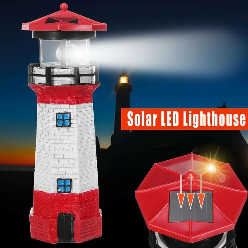 

LED Solar Power Lighthouse Light with Rotating Light Beam 30CM Home Garden Decoration Waterproof Fence Lawn Lamp Fairy Light