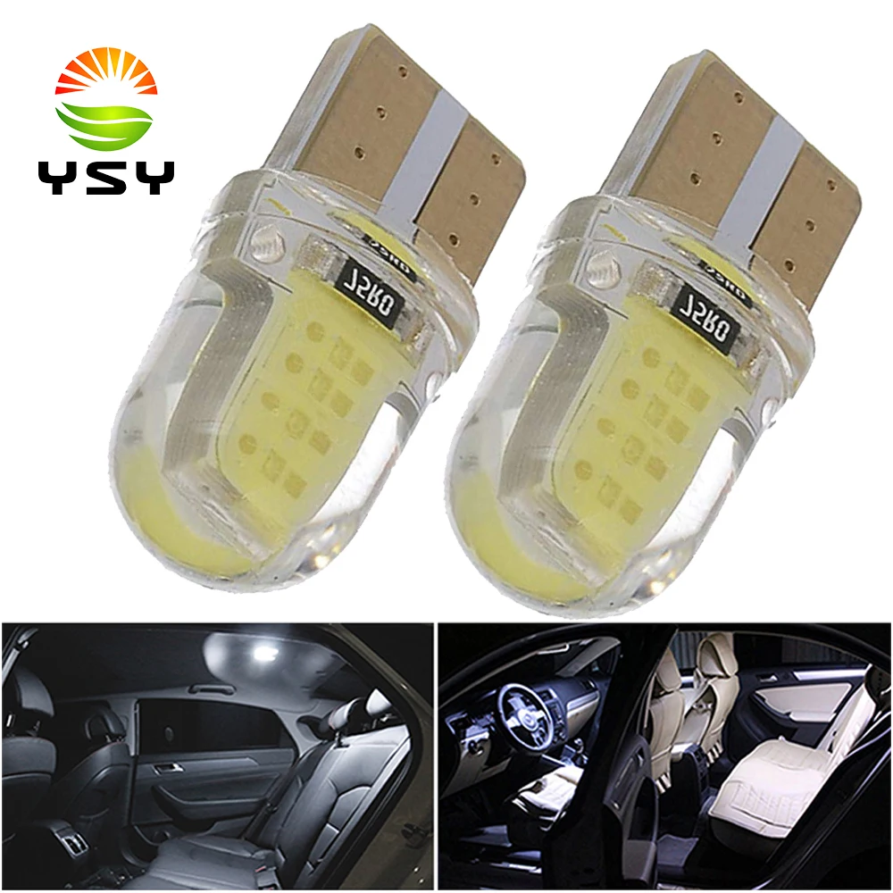 

YSY 200x led w5w White License Light Bulbs T10 LED W5W 194 168 COB 8SMD Led Parking Bulb Auto Wedge Clearance Lamp Silica