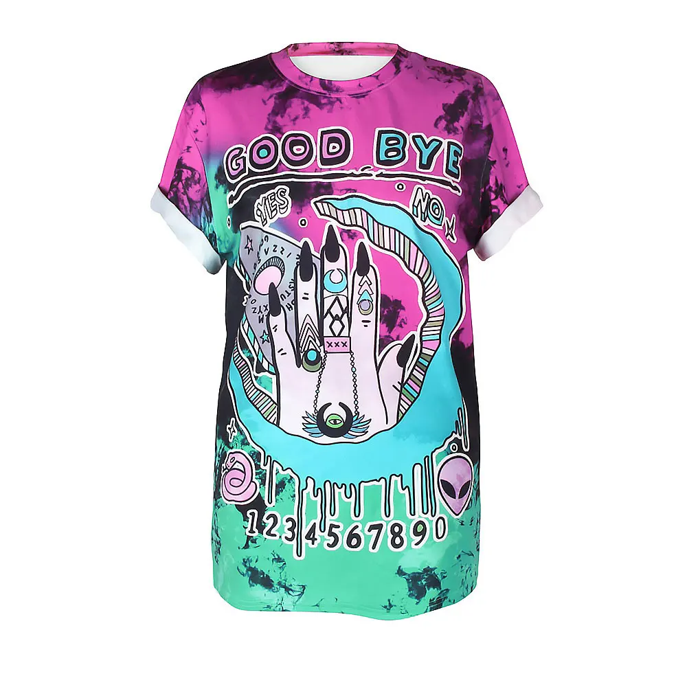 Summer Punk Skull Alien UFO Unicorn Tie Dye 3D Printed Unisex Short Sleeve Loose Men T Shirt Tops Vest Tees Women T-shirt - Цвет: BAM027