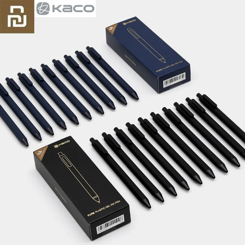

2019New Xiaomi KACO Sign Pen 0.5mm Pen Signing Pen Black White ABS Plastic Smooth Ink For School/Office workeric shell 10 Pack