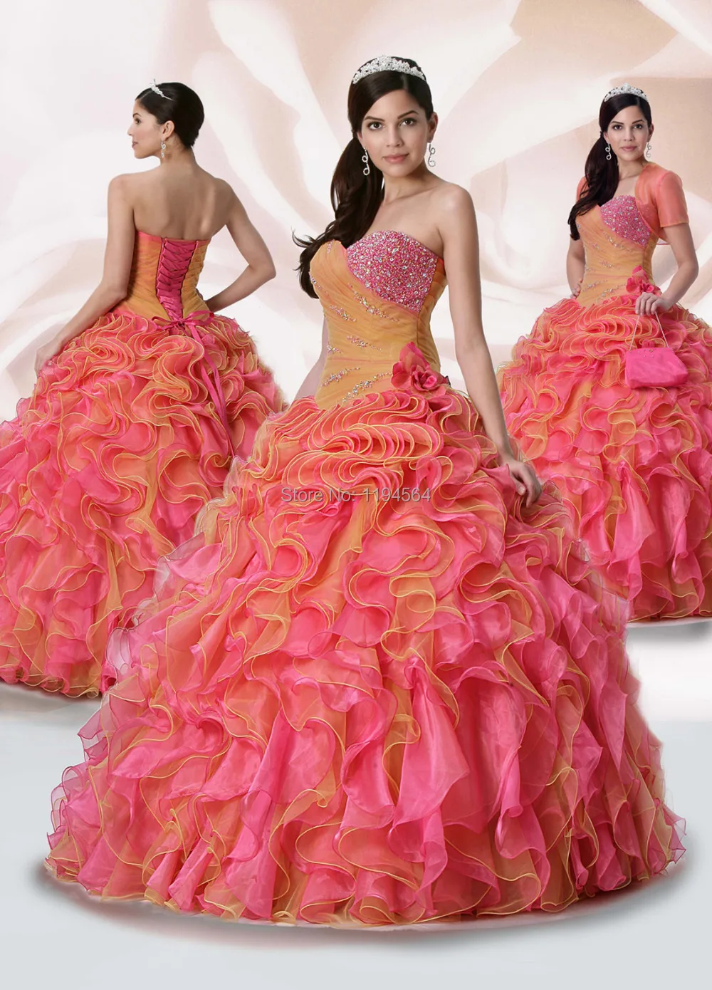 pink gold dress quinceanera