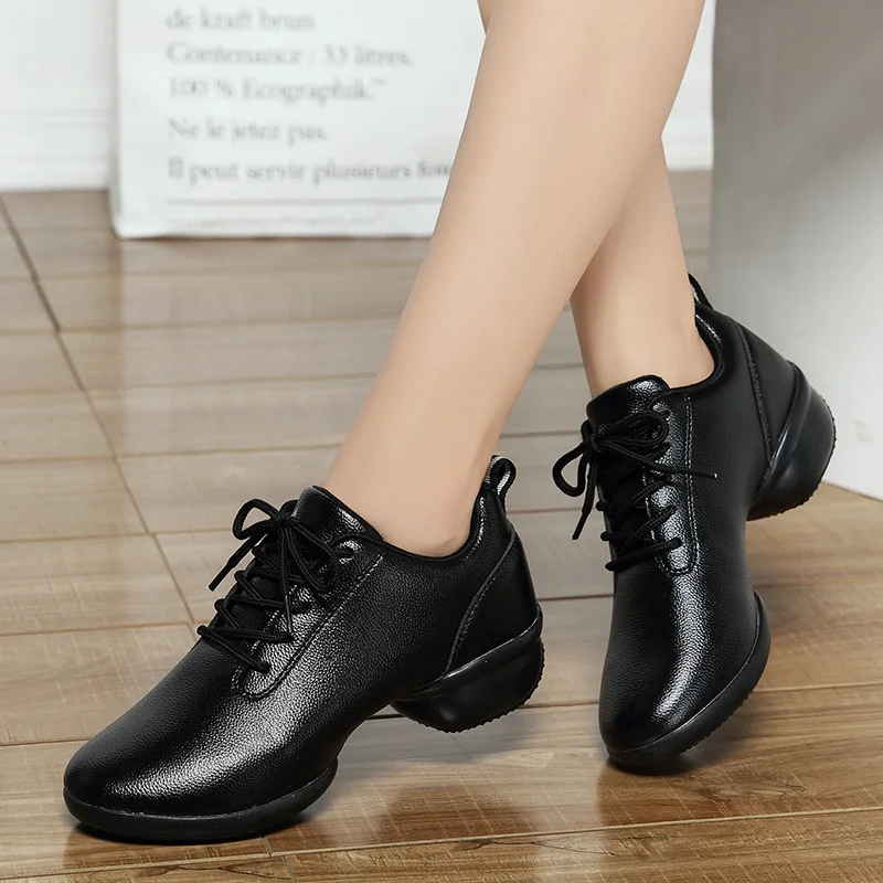 

Genuine Leather Dancing Shoes Women Modern Jazz Dancing Shoes 2018 New Women Sneakers Lady Fitness Slimming Heighten Shoes