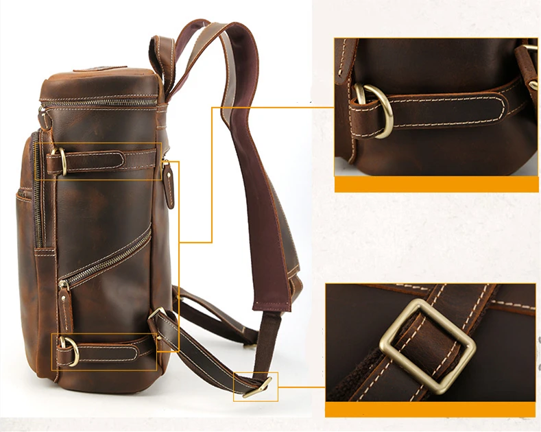 Large Vintage Leather Backpack for Laptop - Woosir