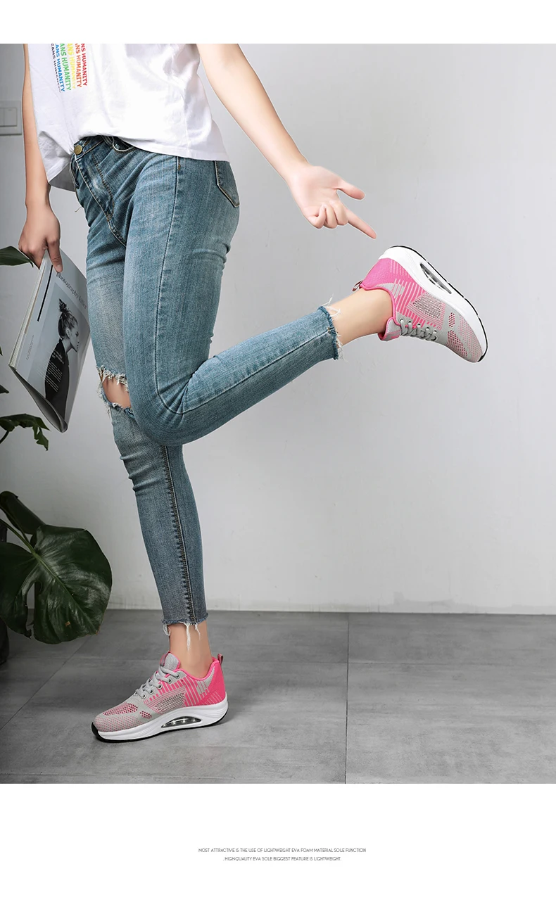 Большой размер 41; обувь на танкетке; женские Прогулочные кроссовки; женская спортивная обувь для фитнеса и похудения
