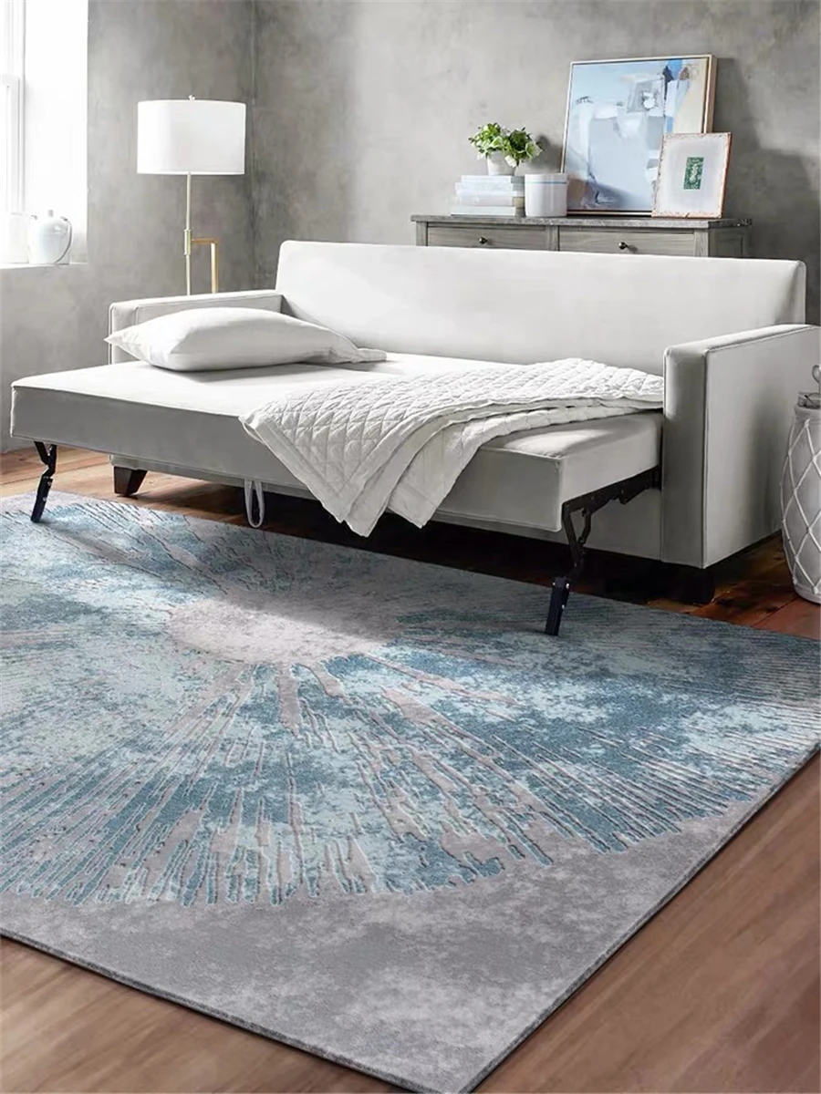 

Acrylic rug is suitable for living room thickening soft carpet bedroom white gray sky blue modern Nordic minimalist style carpet