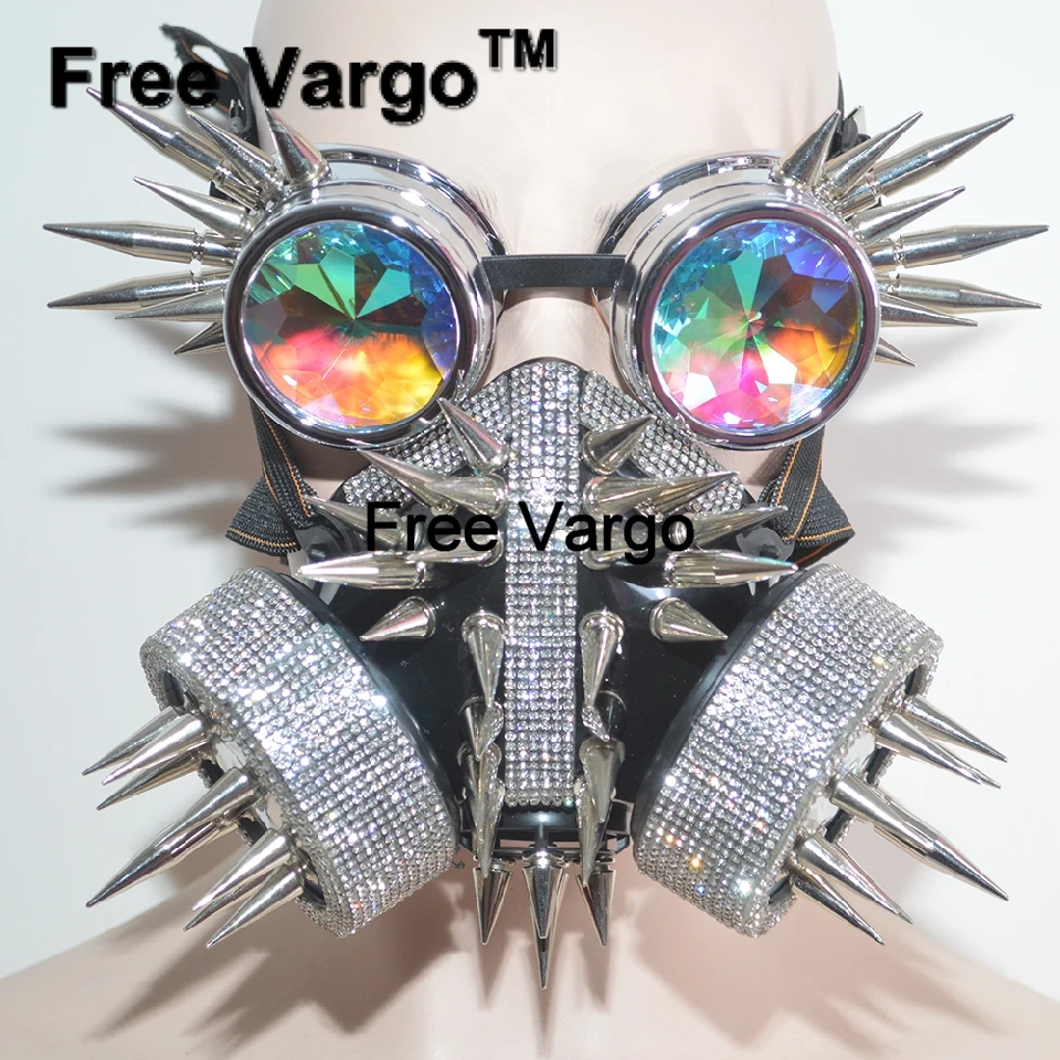 Голографические Стразы Rave Хэллоуин стримпанк горящий человек маска Спайк очки костюмы косплей фестиваль одежда снаряжение
