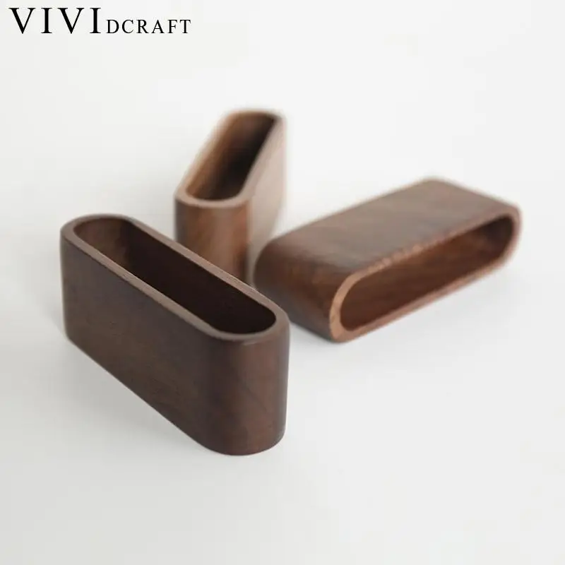 

Vividcraft Office Desk Accessories Black Walnut Business Card Display Device Card Stand Memo Holder Wooden Desk Box Organizer