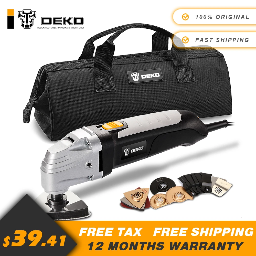 

DEKO GJ177 110V/220V Variable Speed Electric Multifunction Oscillating Tool Kit Multi-Tool Home Tool With Seven Accessories
