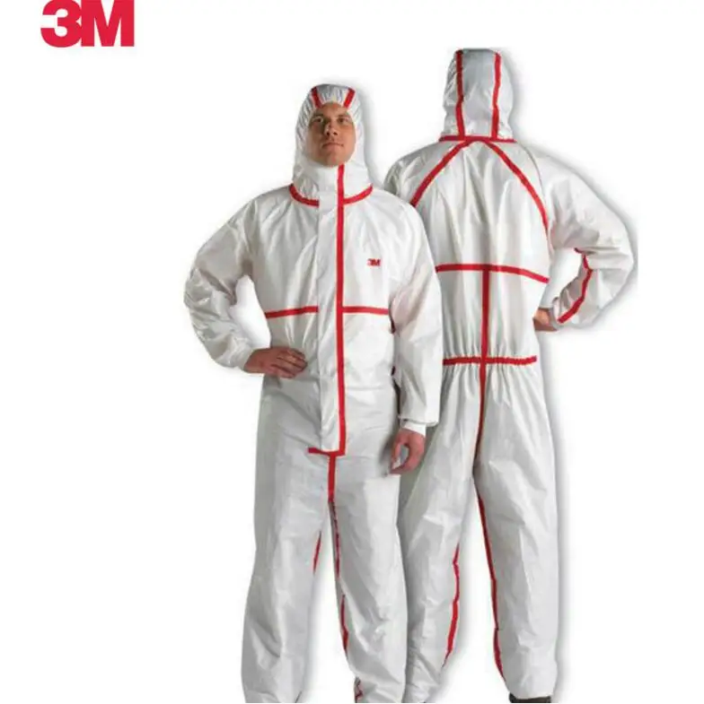 

White hooded red plastic strip medical protective clothing against dust and chemical splashing dust-proof clothing