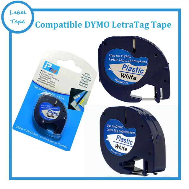 Best Price 5PK 91201 DYMO LetraTag Plastic Label Tape DYMO label printer 12mm black on white Best Price 5PK 91201 DYMO LetraTag Plastic Label Tape DYMO label printer 12mm black on white