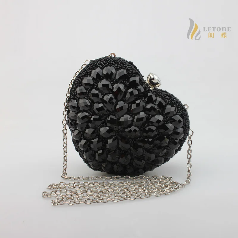 

Desinger Heart Shaped Women Shoulder Messenger & Crossbody bags Diamonds Beaded Chain Handbags Fashion 2018 Clutch Evening BagS
